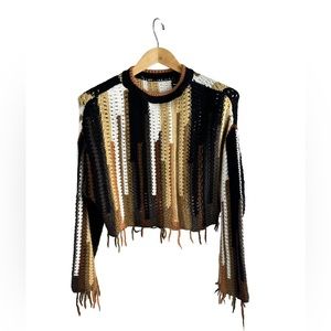 Hippie knit crop sweater, earthy tones 🌍
